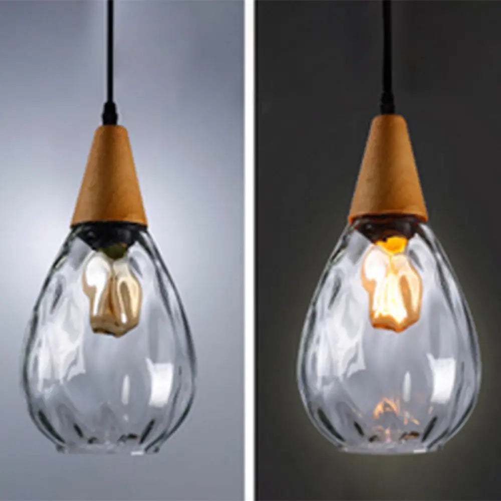Teardrop Glass Pendant Light Modern Hanging Ceiling Fixture for Dining Room & Kitchen | Single Light E26 Socket | Adjustable 47" Cord | Thomler