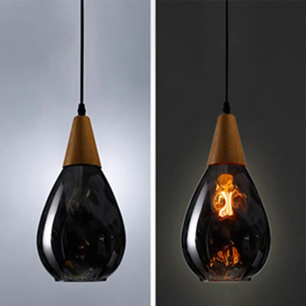 Teardrop Glass Pendant Light Modern Hanging Ceiling Fixture for Dining Room & Kitchen | Single Light E26 Socket | Adjustable 47" Cord | Thomler