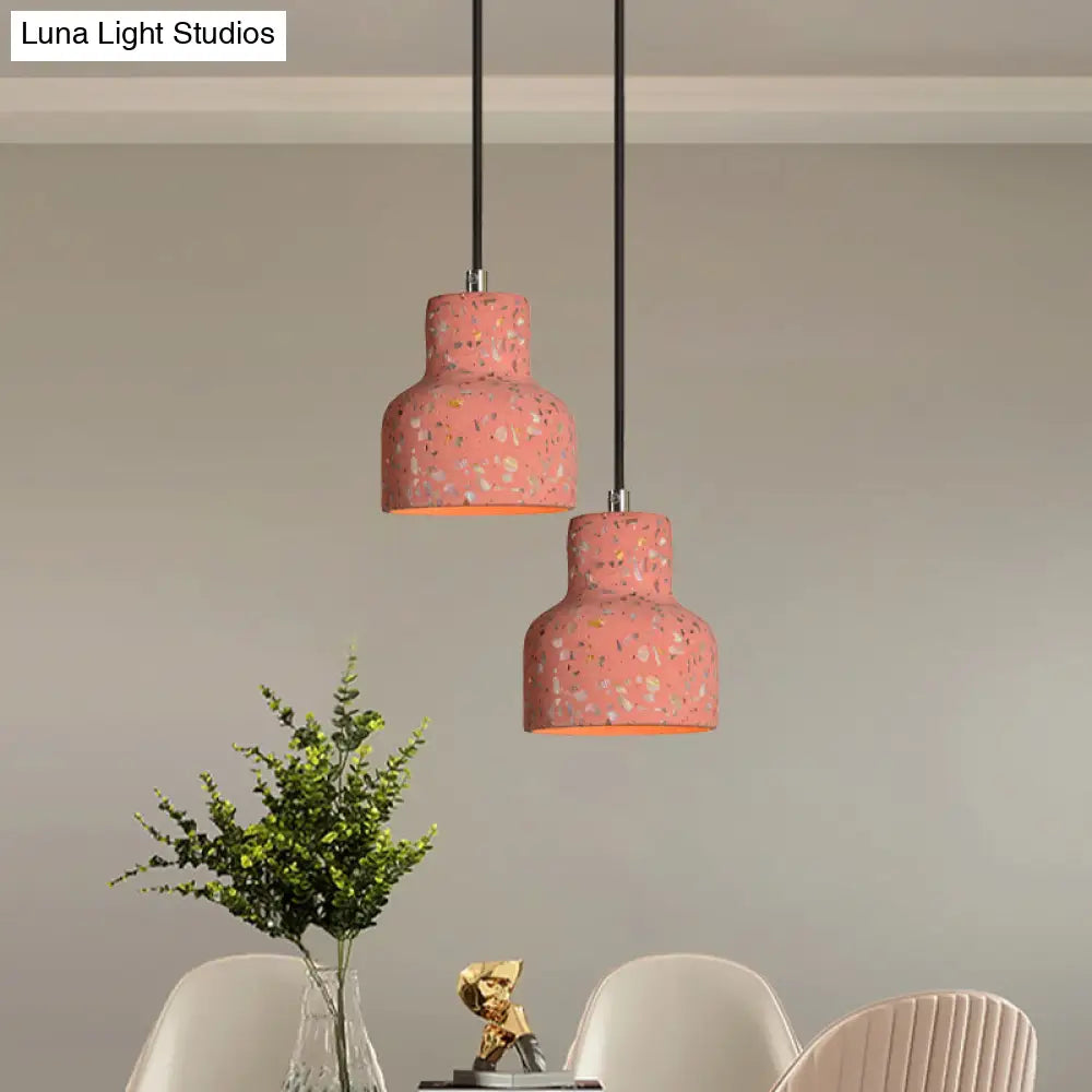 Terrazzo Cement Pendant Light with Adjustable Cord, Single Bulb Fixture for Kitchen Island, Entryway & Dining Room, Modern Industrial | Thomler