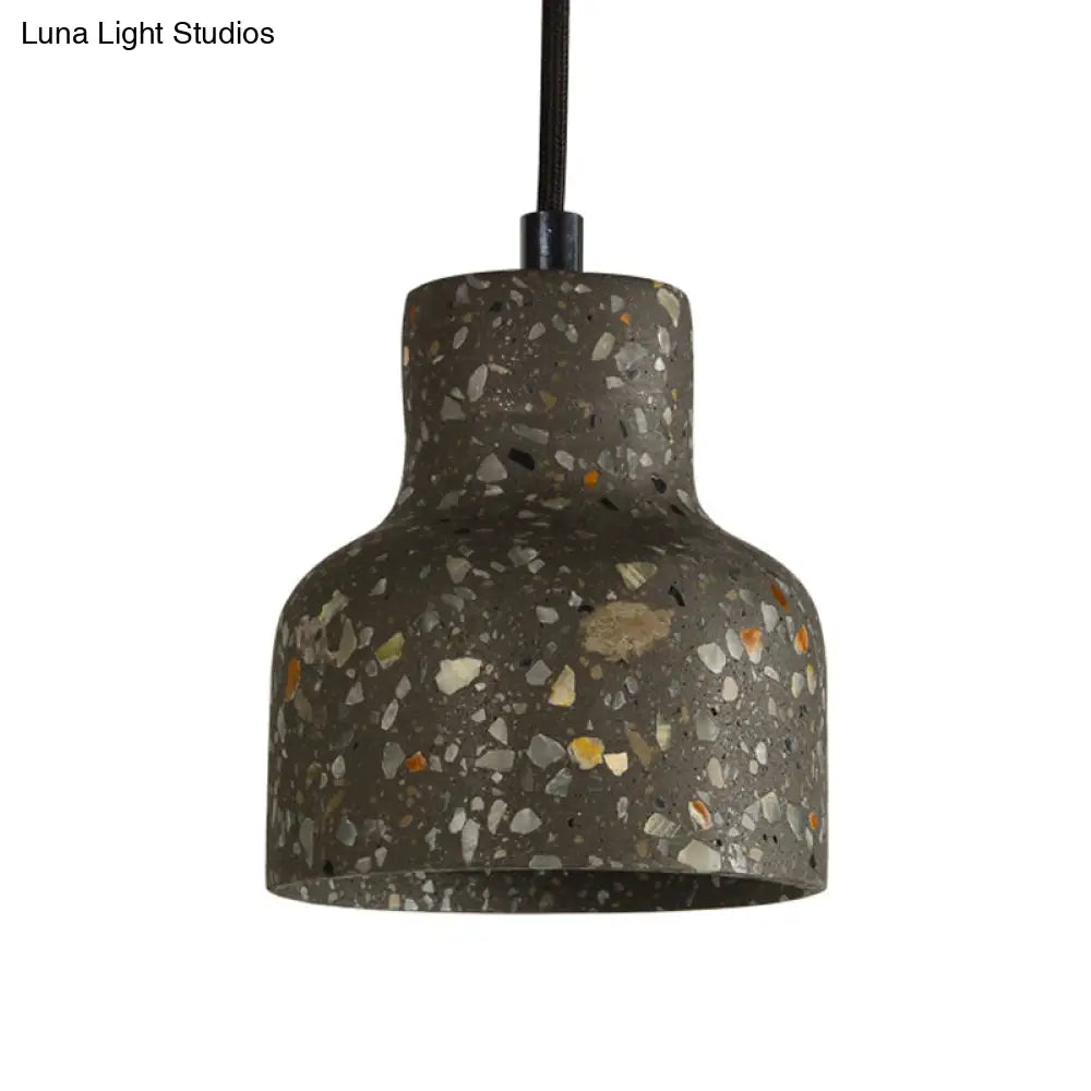 Terrazzo Cement Pendant Light with Adjustable Cord, Single Bulb Fixture for Kitchen Island, Entryway & Dining Room, Modern Industrial | Thomler