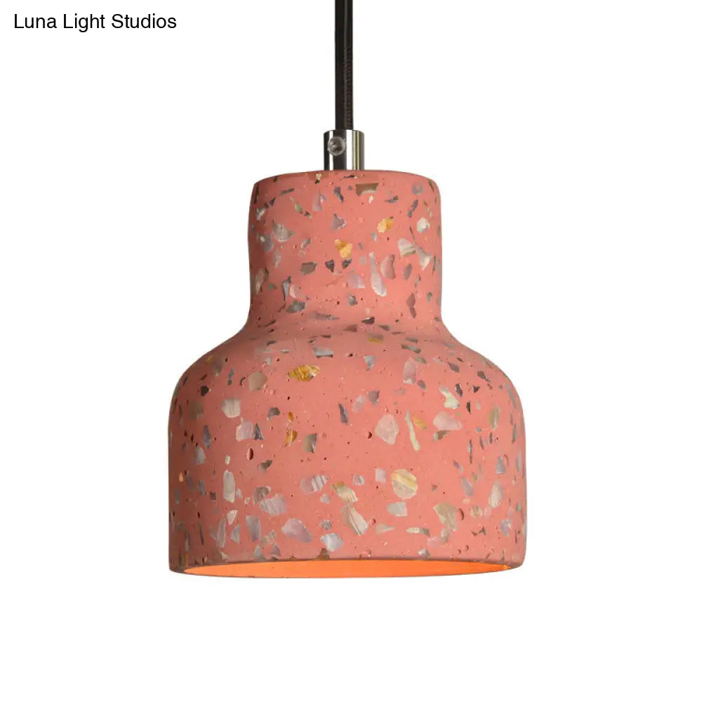 Terrazzo Cement Pendant Light with Adjustable Cord, Single Bulb Fixture for Kitchen Island, Entryway & Dining Room, Modern Industrial | Thomler