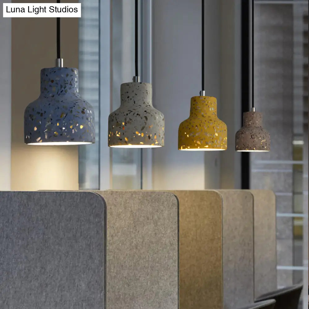 Terrazzo Cement Pendant Light with Adjustable Cord, Single Bulb Fixture for Kitchen Island, Entryway & Dining Room, Modern Industrial | Thomler