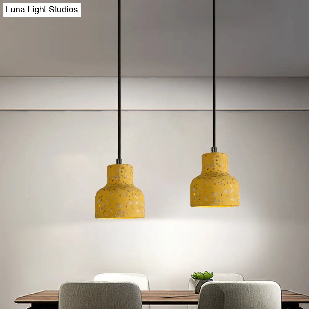 Terrazzo Cement Pendant Light with Adjustable Cord, Single Bulb Fixture for Kitchen Island, Entryway & Dining Room, Modern Industrial | Thomler