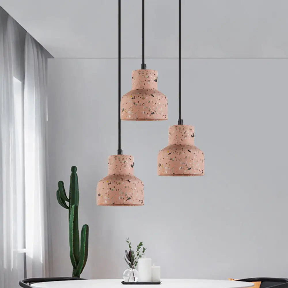 Terrazzo Cement Pendant Light with Adjustable Cord, Single Bulb Fixture for Kitchen Island, Entryway & Dining Room, Modern Industrial | Thomler