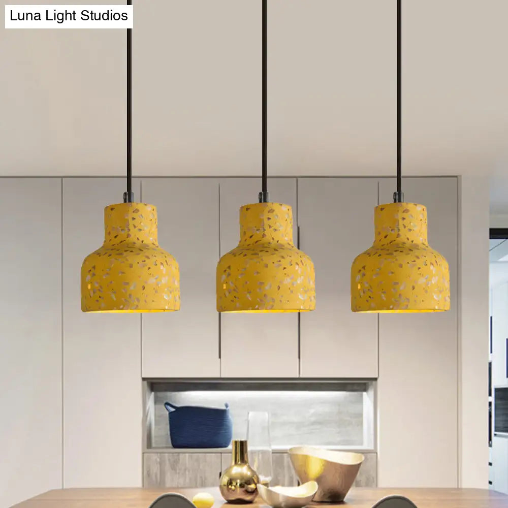 Terrazzo Cement Pendant Light with Adjustable Cord, Single Bulb Fixture for Kitchen Island, Entryway & Dining Room, Modern Industrial | Thomler