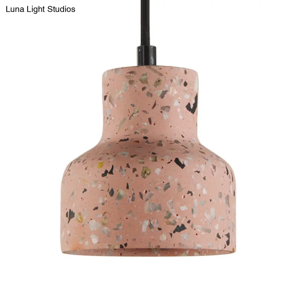 Terrazzo Cement Pendant Light with Adjustable Cord, Single Bulb Fixture for Kitchen Island, Entryway & Dining Room, Modern Industrial | Thomler