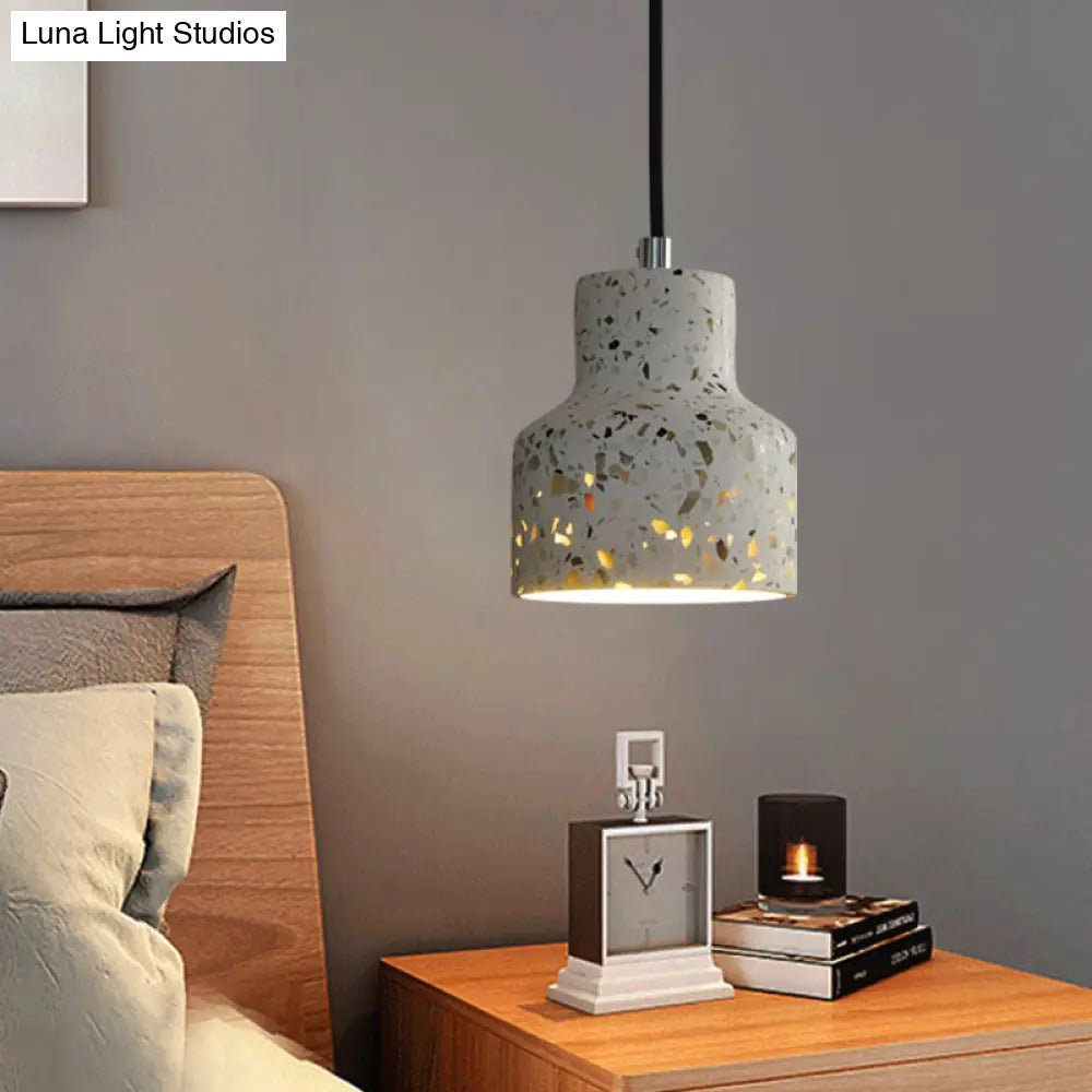 Terrazzo Cement Pendant Light with Adjustable Cord, Single Bulb Fixture for Kitchen Island, Entryway & Dining Room, Modern Industrial | Thomler
