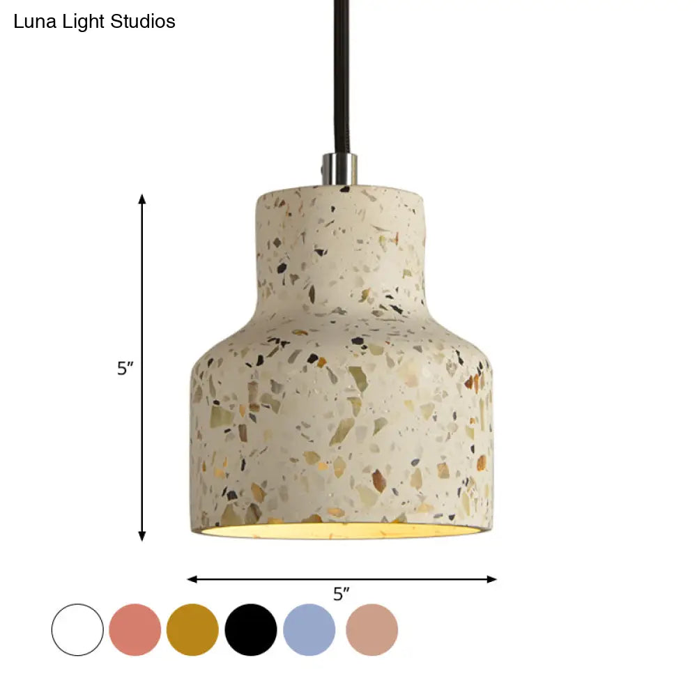 Terrazzo Cement Pendant Light with Adjustable Cord, Single Bulb Fixture for Kitchen Island, Entryway & Dining Room, Modern Industrial | Thomler
