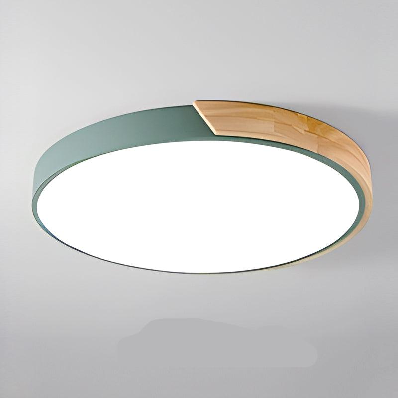 Round Wood Ceiling Light Fixture with LED – Scandinavian Style Flush Mount for Bedroom, Study & Hallway – 9" or 12" Diameter – Modern | Thomler