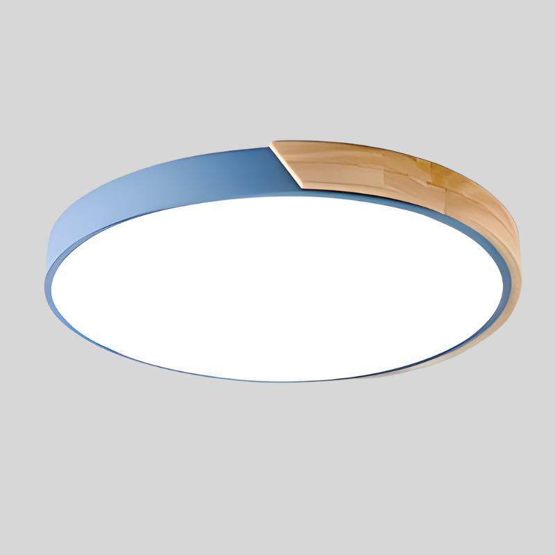 Round Wood Ceiling Light Fixture with LED – Scandinavian Style Flush Mount for Bedroom, Study & Hallway – 9" or 12" Diameter – Modern | Thomler