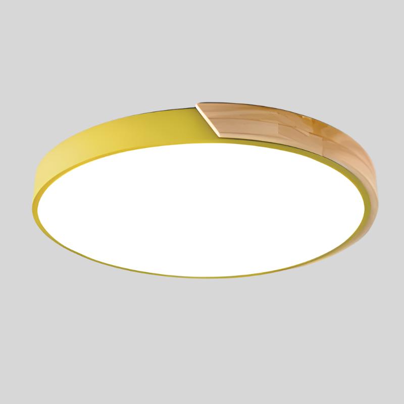 Round Wood Ceiling Light Fixture with LED – Scandinavian Style Flush Mount for Bedroom, Study & Hallway – 9" or 12" Diameter – Modern | Thomler