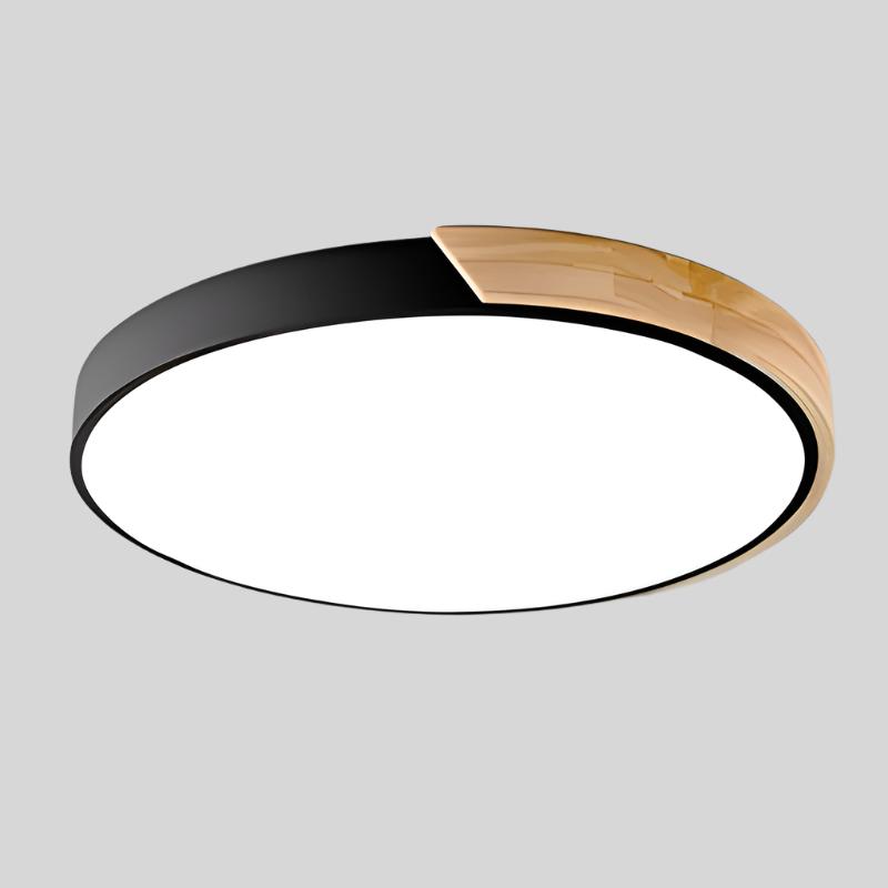Round Wood Ceiling Light Fixture with LED – Scandinavian Style Flush Mount for Bedroom, Study & Hallway – 9" or 12" Diameter – Modern | Thomler