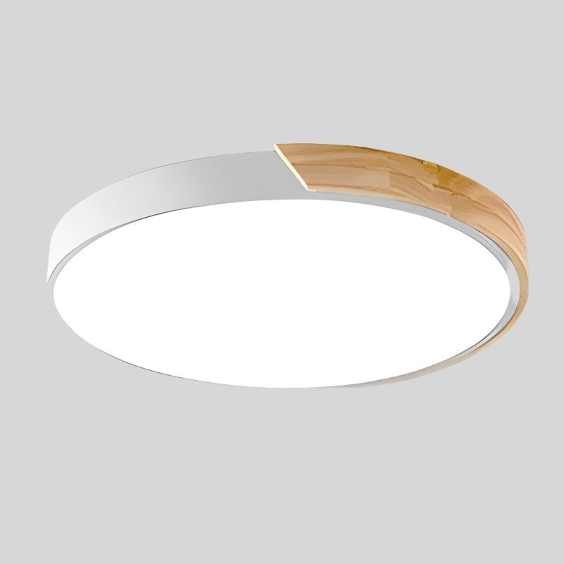 Round Wood Ceiling Light Fixture with LED – Scandinavian Style Flush Mount for Bedroom, Study & Hallway – 9" or 12" Diameter – Modern | Thomler