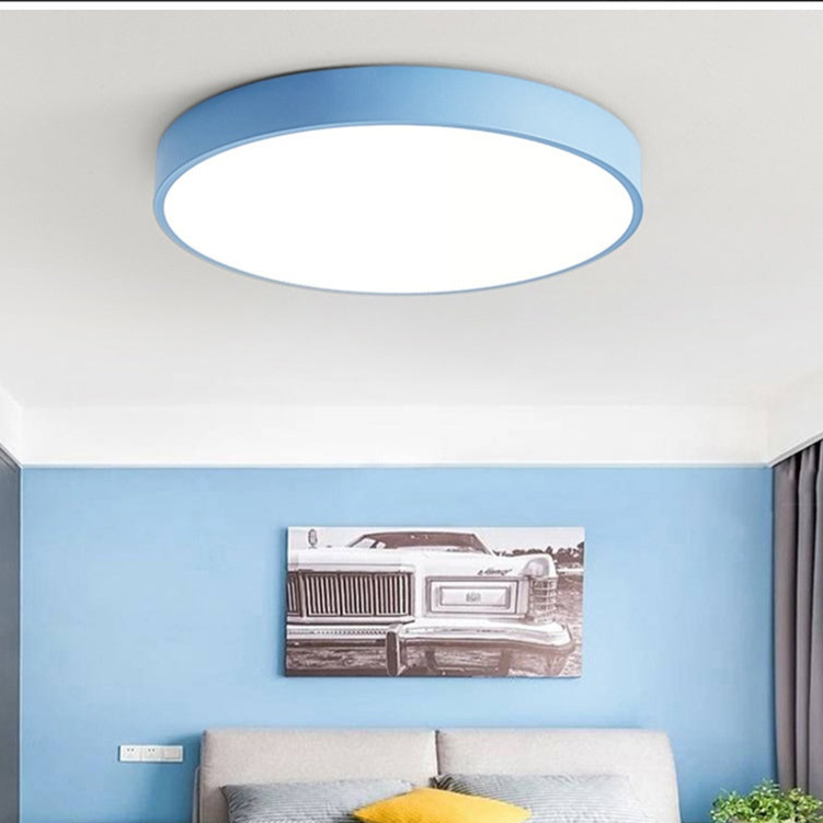 Round Wood Ceiling Light Fixture with LED – Scandinavian Style Flush Mount for Bedroom, Study & Hallway – 9" or 12" Diameter – Modern | Thomler