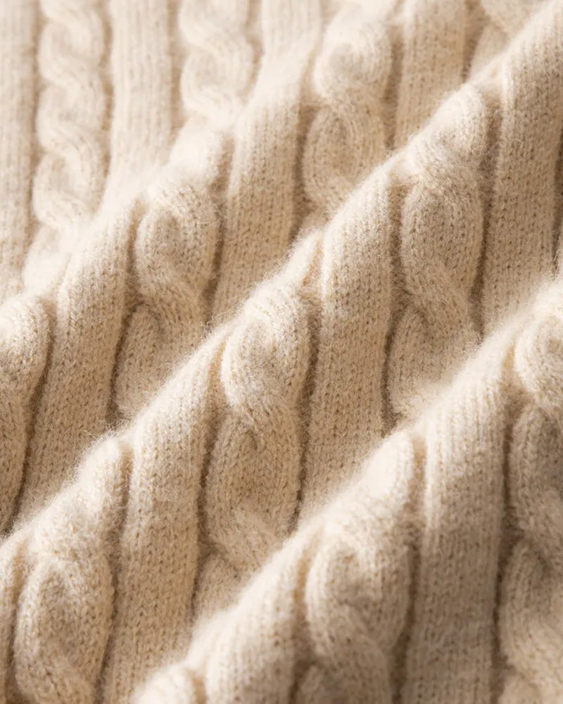 Men's Cable Knit Half-Zip Pullover Sweater – Classic Fit Ribbed Collar Knitwear for Casual & Smart Occasions | Thomler