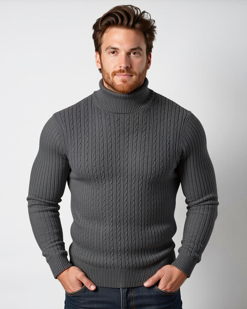 Cable Knit Turtleneck Sweater for Women – Classic Ribbed Pullover Top – Soft Structured Fit for Fall Winter – Timeless Layer | Thomler