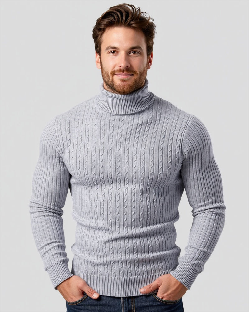 Cable Knit Turtleneck Sweater for Women – Classic Ribbed Pullover Top – Soft Structured Fit for Fall Winter – Timeless Layer | Thomler
