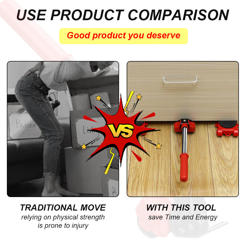 Heavy-Duty Furniture Moving Kit with Lifter Bar & Rolling Pads for Sofas Cabinets Appliances Hardwood Tile Carpet Floors Home Office | Thomler