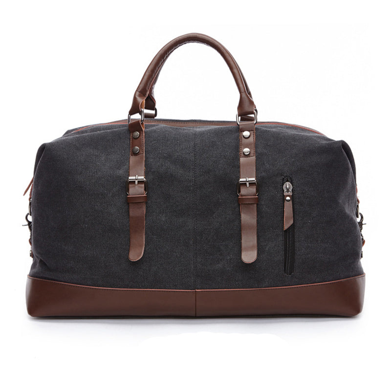 Canvas & Leather Weekend Duffel Travel Bag with Shoulder Strap for Overnight Trips, Gym & Carry-On | Thomler