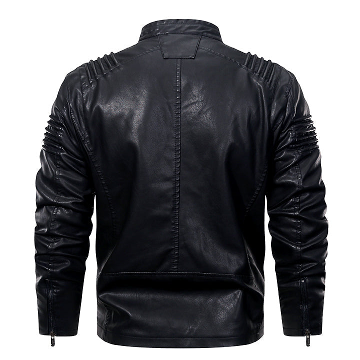 Premium Faux Leather Moto Jacket for Men – Water-Resistant with Scratch-Proof Finish – Classic Black Outerwear | Thomler