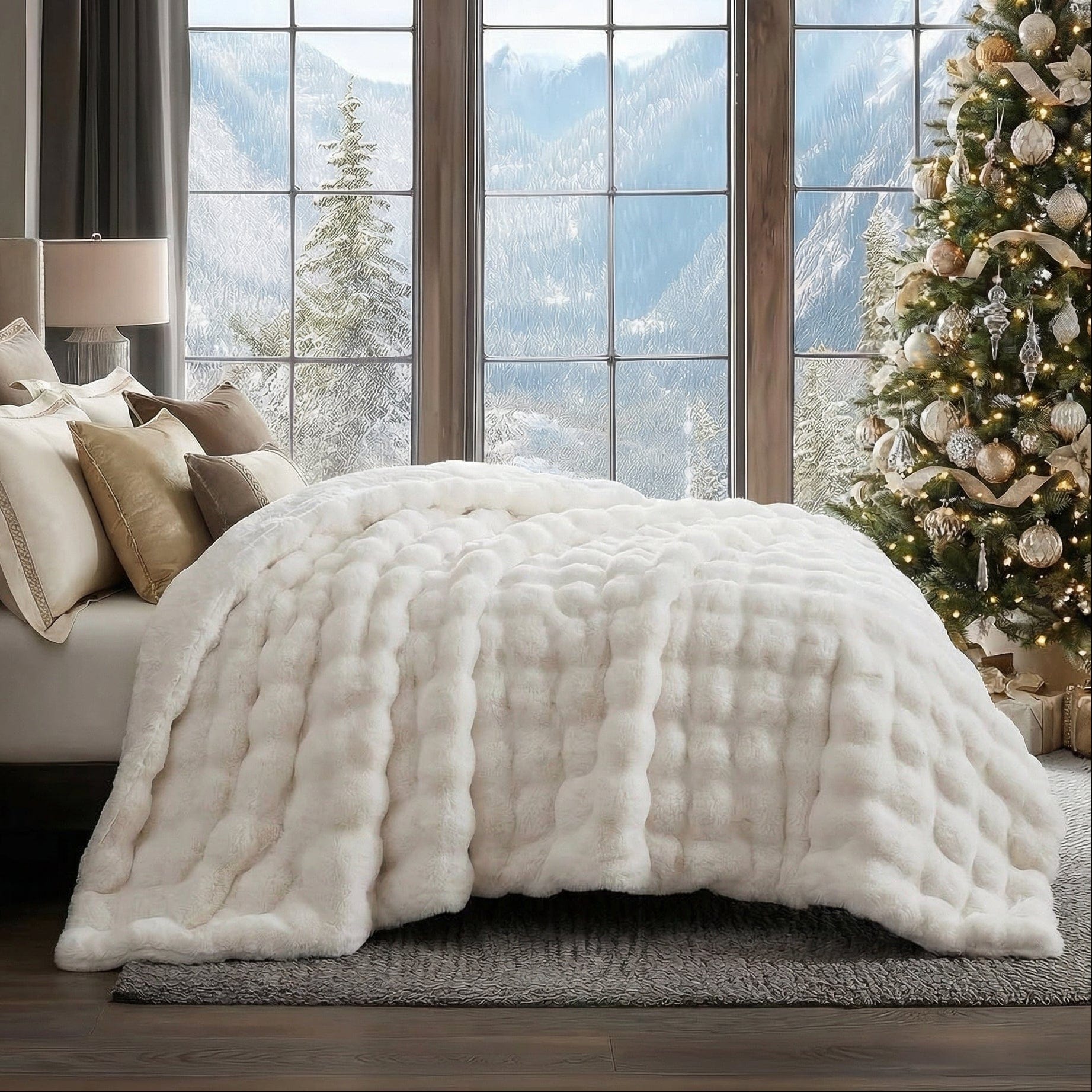 Plush Faux Fur Throw Blanket with Silky Soft Texture for Couch, Bed & Living Room Decor in Multiple Colors | Thomler