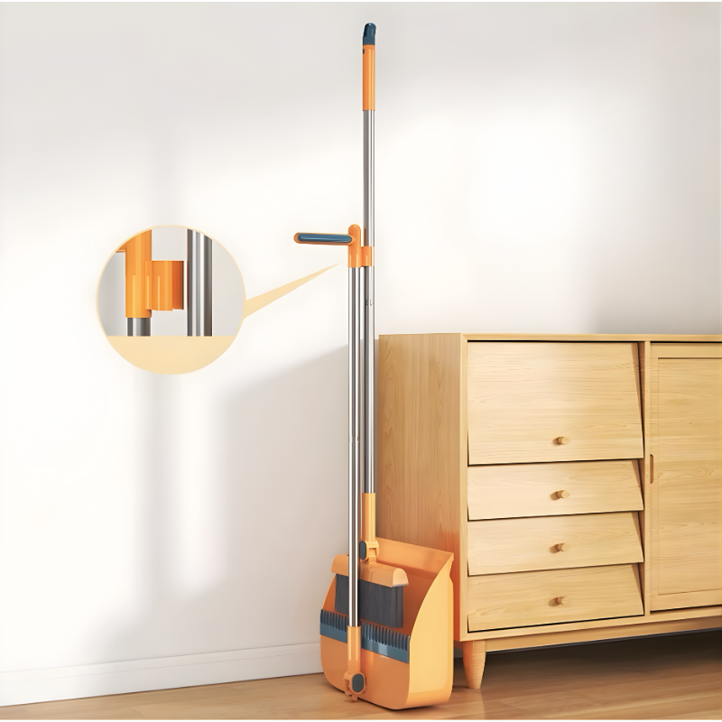 Rotating Broom and Dustpan Set with Telescoping Handle – Space-Saving Storage and Easy Floor Cleaning | Thomler
