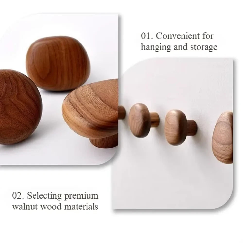 Handcrafted Wooden Wall Hooks Set of 4 Natural Timber Coat Rack Towel Hanger Entryway Bathroom Bedroom Organizer Artisan Finish | Thomler