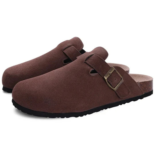 Women's Cork Footbed Sandals with Suede Straps – Adjustable Buckle Slide Slippers for Arch Support, Indoor Outdoor Casual Comfort Shoes | Thomler