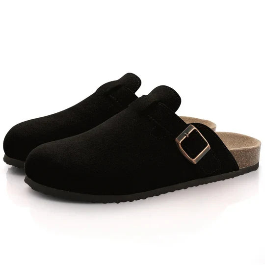 Women's Cork Footbed Sandals with Suede Straps – Adjustable Buckle Slide Slippers for Arch Support, Indoor Outdoor Casual Comfort Shoes | Thomler