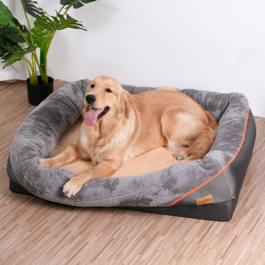 Premium Joint-Support Dog Bed with High-Density Foam Core for Big Pups – Extra-Large Cushioned Bolster Pet Lounger with Removable Washable | Thomler