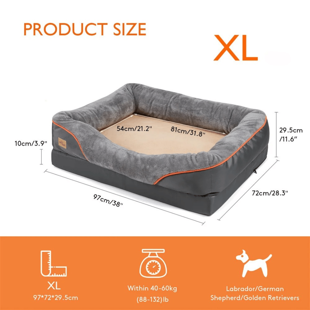 Premium Joint-Support Dog Bed with High-Density Foam Core for Big Pups – Extra-Large Cushioned Bolster Pet Lounger with Removable Washable | Thomler