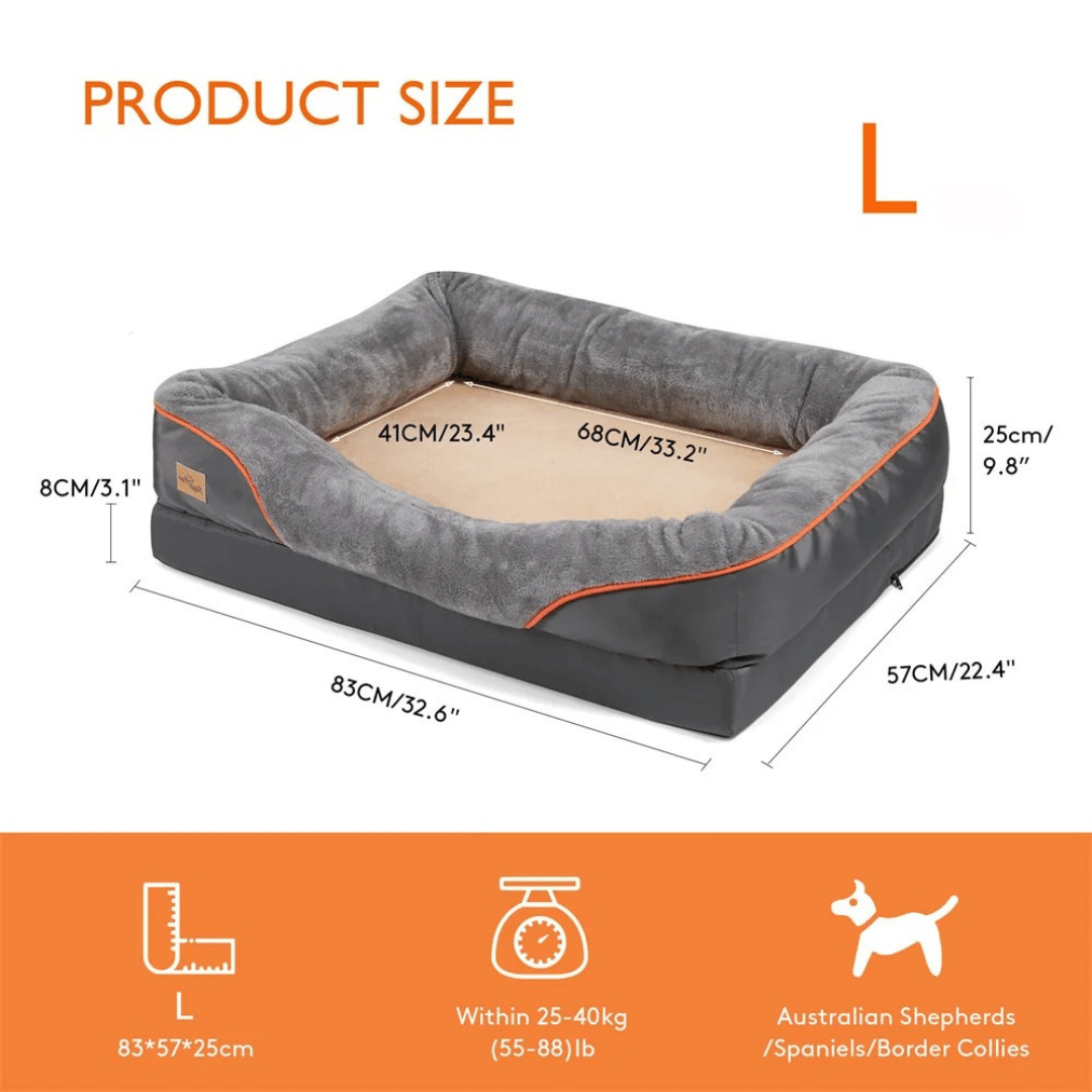 Premium Joint-Support Dog Bed with High-Density Foam Core for Big Pups – Extra-Large Cushioned Bolster Pet Lounger with Removable Washable | Thomler
