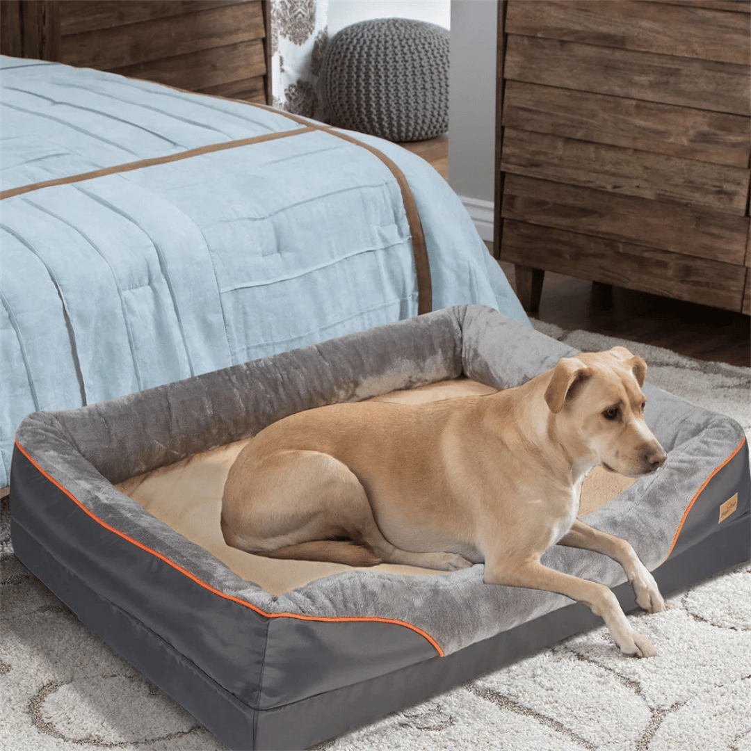 Premium Joint-Support Dog Bed with High-Density Foam Core for Big Pups – Extra-Large Cushioned Bolster Pet Lounger with Removable Washable | Thomler