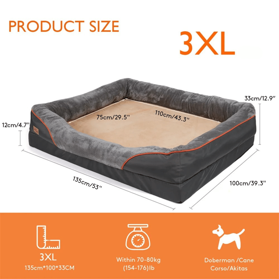 Premium Joint-Support Dog Bed with High-Density Foam Core for Big Pups – Extra-Large Cushioned Bolster Pet Lounger with Removable Washable | Thomler