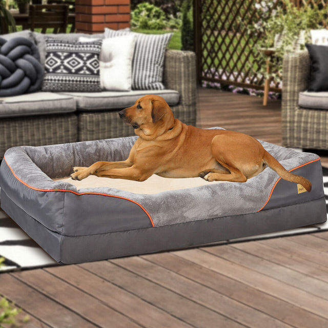 Premium Joint-Support Dog Bed with High-Density Foam Core for Big Pups – Extra-Large Cushioned Bolster Pet Lounger with Removable Washable | Thomler