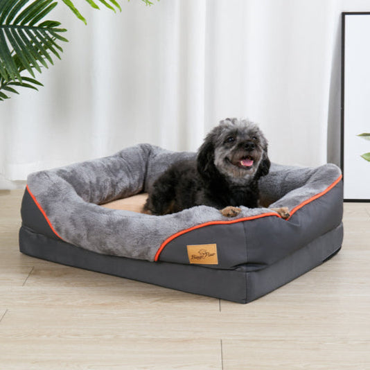 Premium Joint-Support Dog Bed with High-Density Foam Core for Big Pups – Extra-Large Cushioned Bolster Pet Lounger with Removable Washable | Thomler