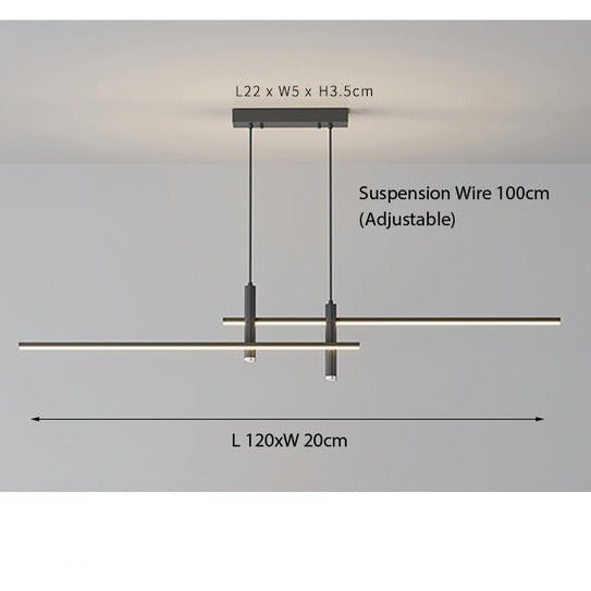 Sleek Overhead LED Bar Fixture with Height-Adjustable Cable for Countertops & Dining Spaces | Thomler