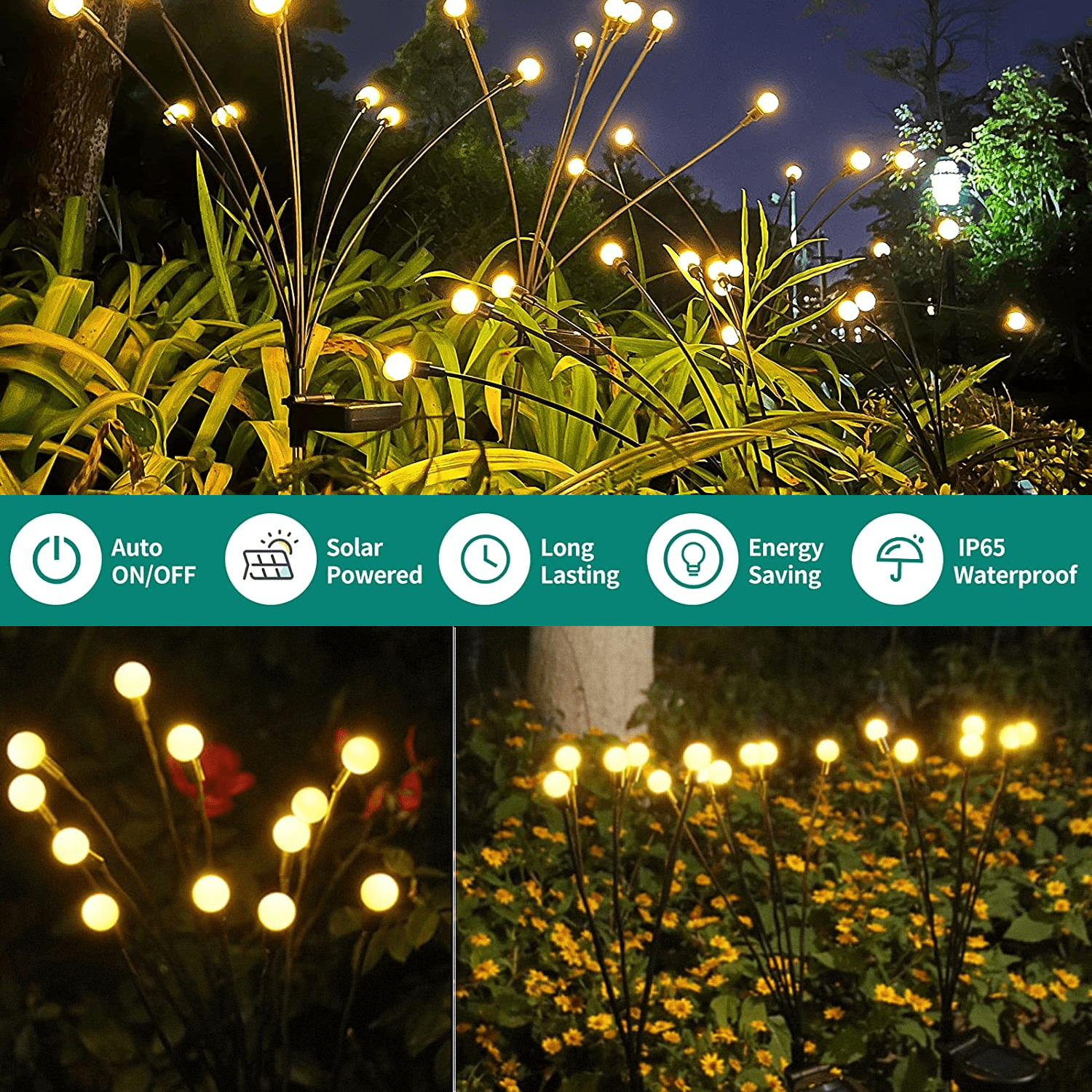 Solar-Powered Garden Stake Lights with Firefly LED Effect – IP65 Weather-Resistant Decorative Pathway Lighting for Yards, Flower Beds & | Thomler