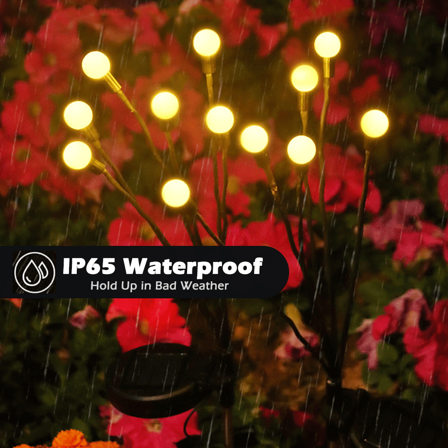 Solar-Powered Garden Stake Lights with Firefly LED Effect – IP65 Weather-Resistant Decorative Pathway Lighting for Yards, Flower Beds & | Thomler