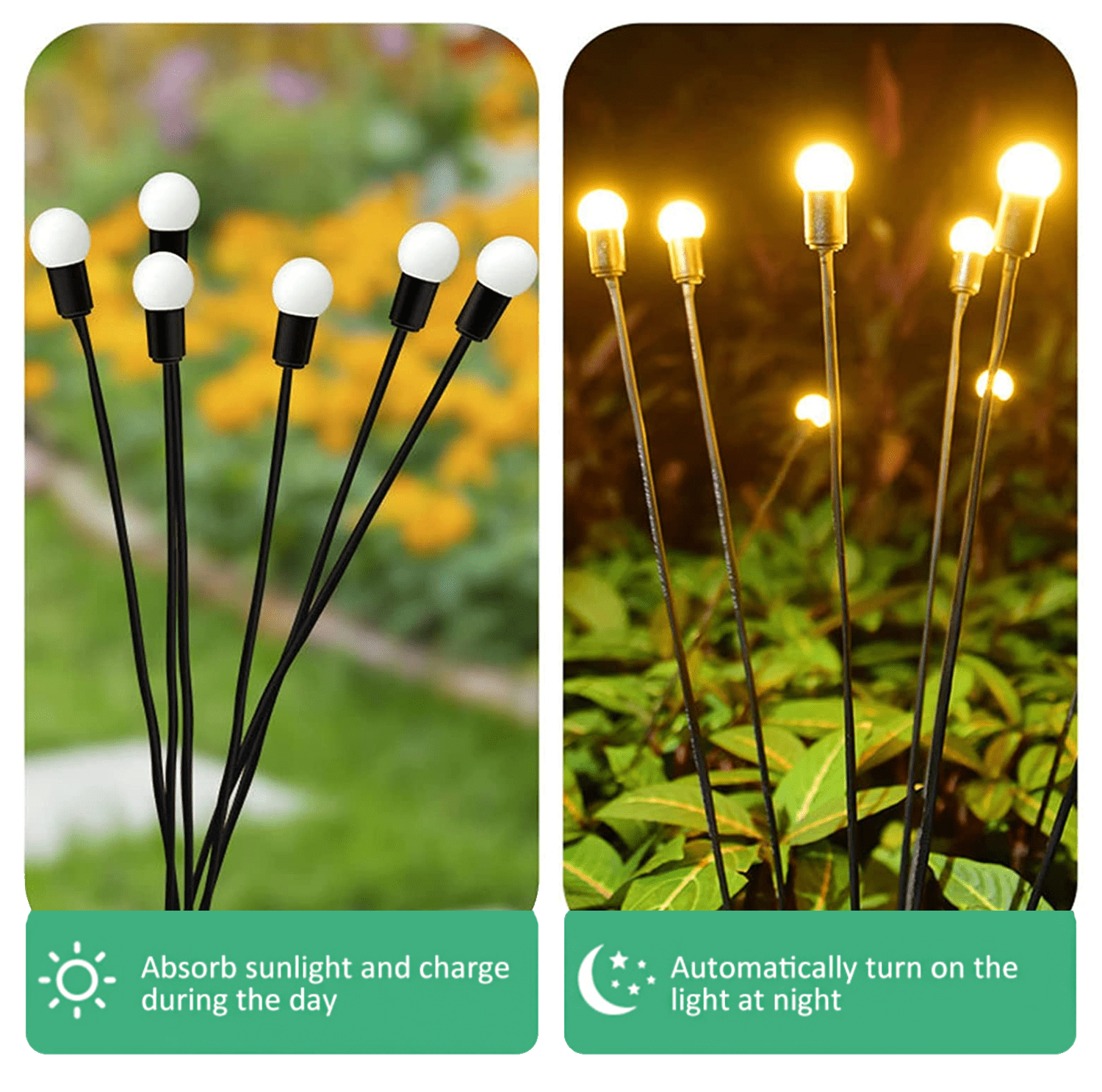 Solar-Powered Garden Stake Lights with Firefly LED Effect – IP65 Weather-Resistant Decorative Pathway Lighting for Yards, Flower Beds & | Thomler