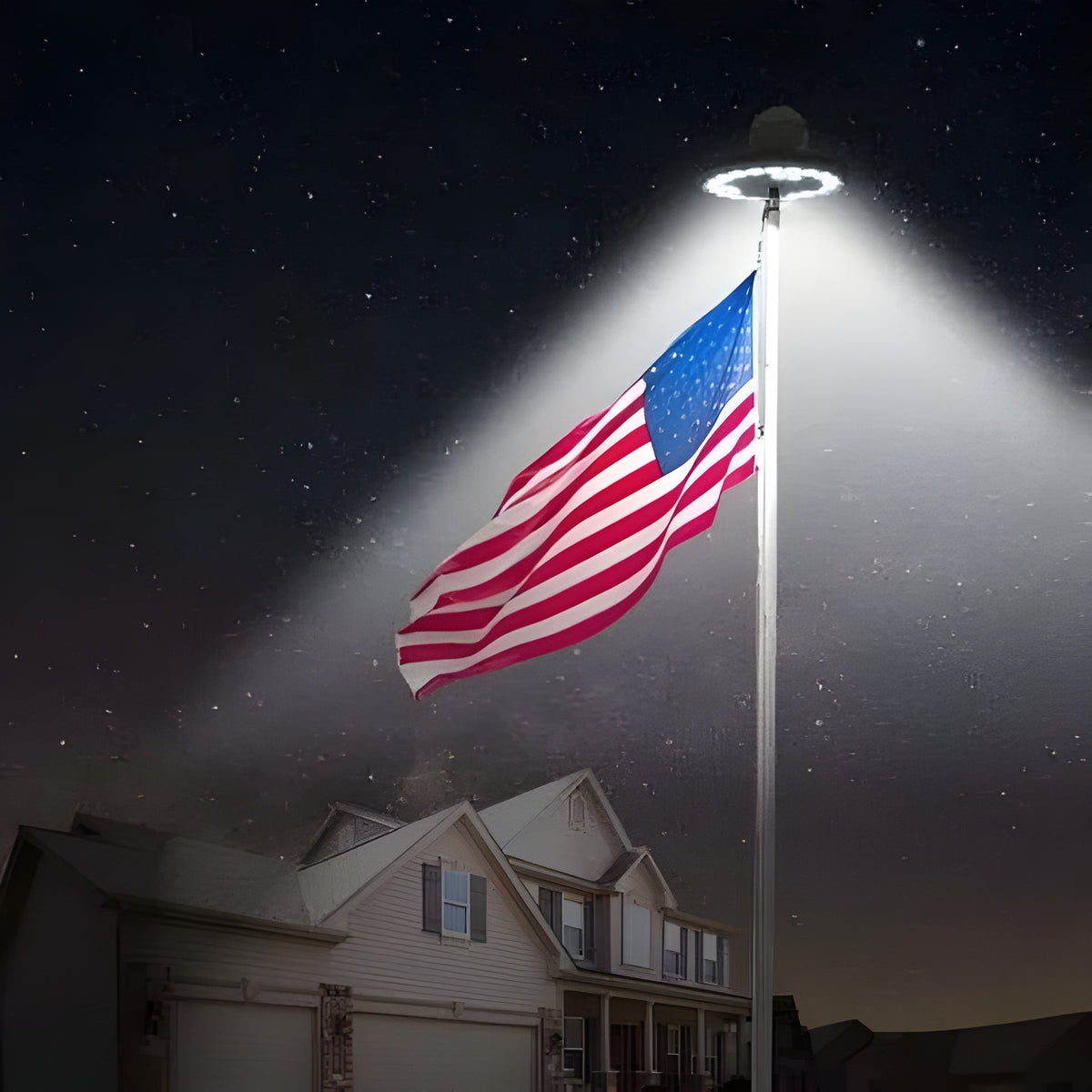 Automatic Dusk-to-Dawn Flagpole Topper Light Solar 26 LED 700 Lumen Waterproof Outdoor Lighting for Yard Garden Residential | Thomler
