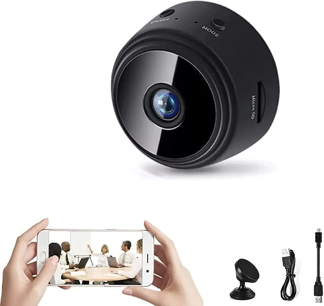 Compact WiFi Security Camera with 1080p HD Video, Infrared Night Vision, Magnetic Mount for Indoor Surveillance | Thomler