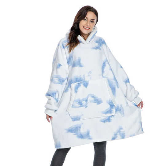 Oversized Wearable Throw with Hood & Front Pocket for Couch Lounging, Streaming & Staying Warm Indoors or Outdoors | Thomler