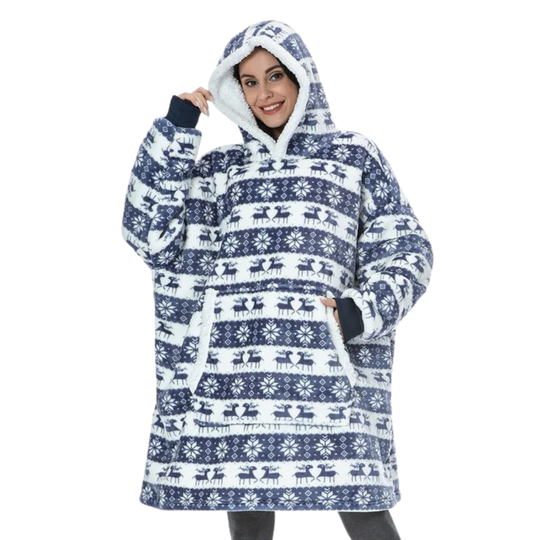 Oversized Wearable Throw with Hood & Front Pocket for Couch Lounging, Streaming & Staying Warm Indoors or Outdoors | Thomler