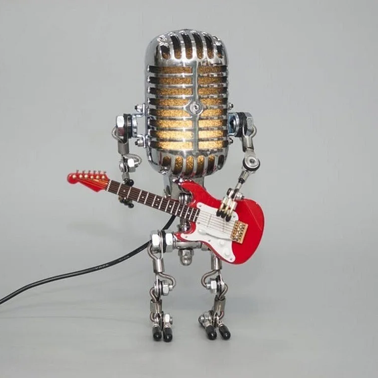 Articulated Metal Robot Desk Lamp with Miniature Guitar Accent for Music Rooms and Home Studios | Thomler