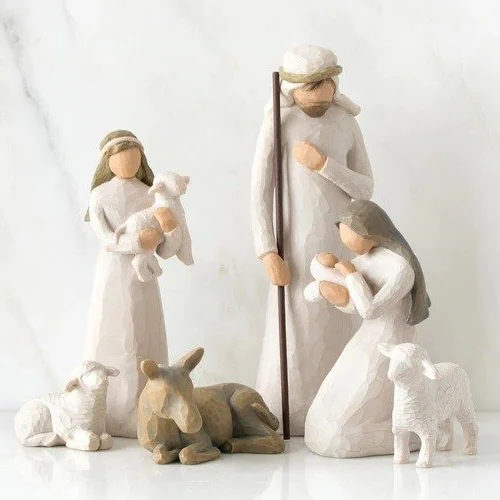 Handcrafted Wooden Nativity Scene with 20 Figurines – Complete Christmas Manger Display Set for Home Decor | Thomler