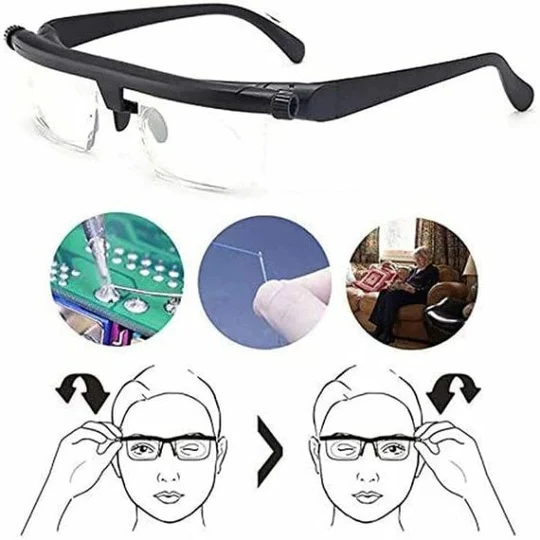 Dial-Adjustable Reading Glasses with Variable Focus Lenses for Near and Far Vision Clarity | Thomler