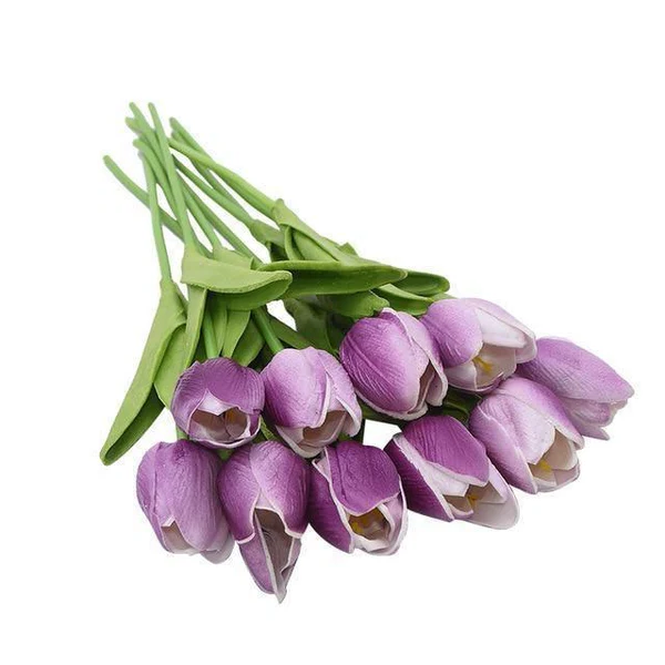 Silk Tulip Stems Set – Lifelike Petals & Leaves – Indoor Decor Arrangement Bouquet – No Watering Required | Thomler