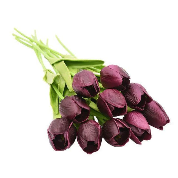 Silk Tulip Stems Set – Lifelike Petals & Leaves – Indoor Decor Arrangement Bouquet – No Watering Required | Thomler