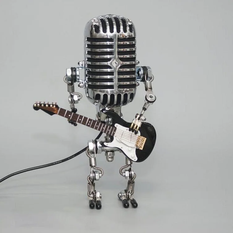 Articulated Metal Robot Desk Lamp with Miniature Guitar Accent for Music Rooms and Home Studios | Thomler